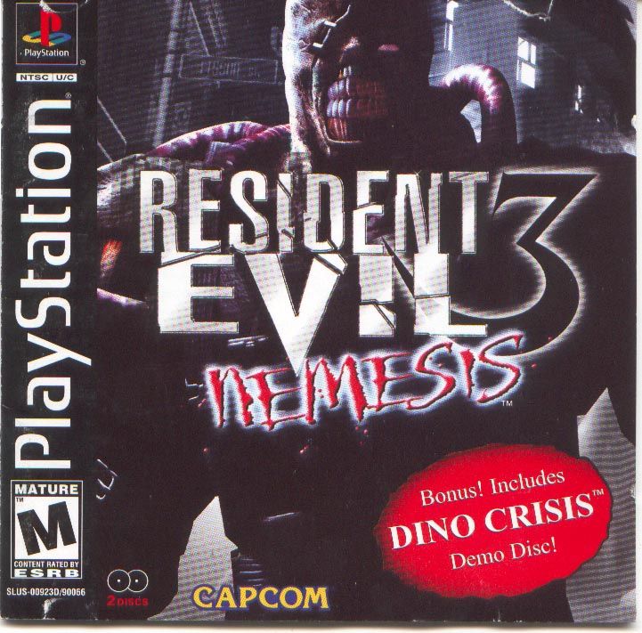 Front Cover for Resident Evil 3: Nemesis (PlayStation) (Includes Dino Crisis Demo Disc)