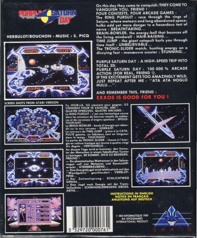 Back Cover for Purple Saturn Day (DOS)