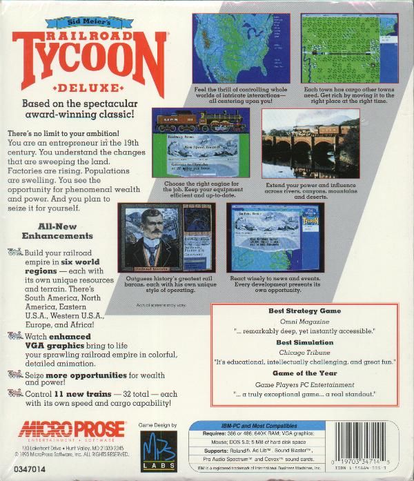 Back Cover for Sid Meier's Railroad Tycoon Deluxe (DOS)