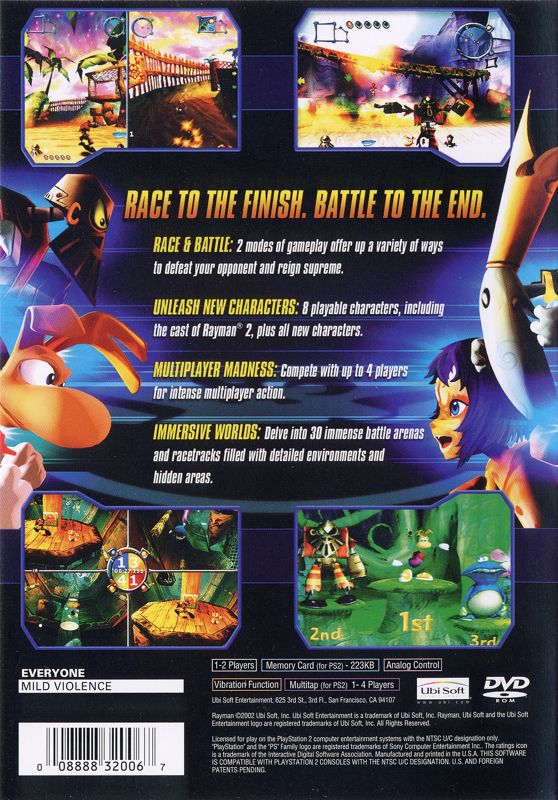 Back Cover for Rayman Arena (PlayStation 2)