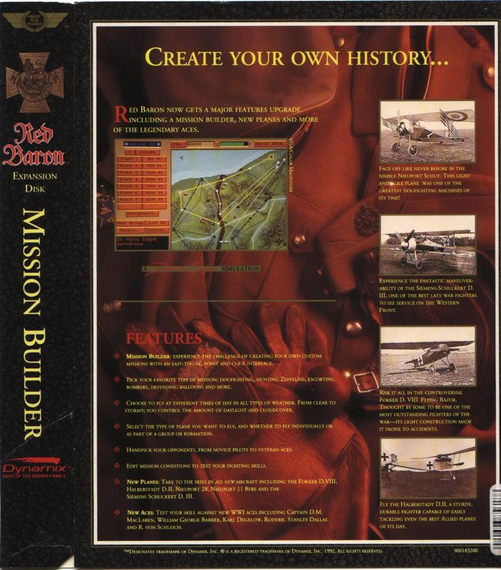 Back Cover for Red Baron: Mission Builder (DOS)