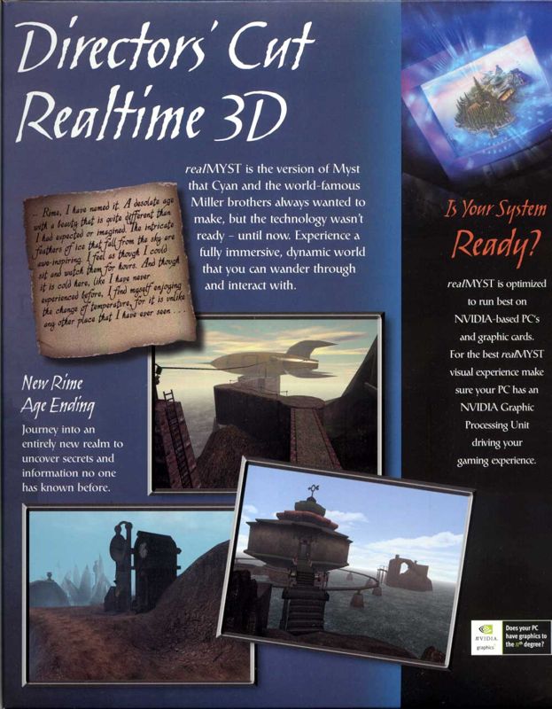 Inside Cover for Real Myst (Windows): Right Flap