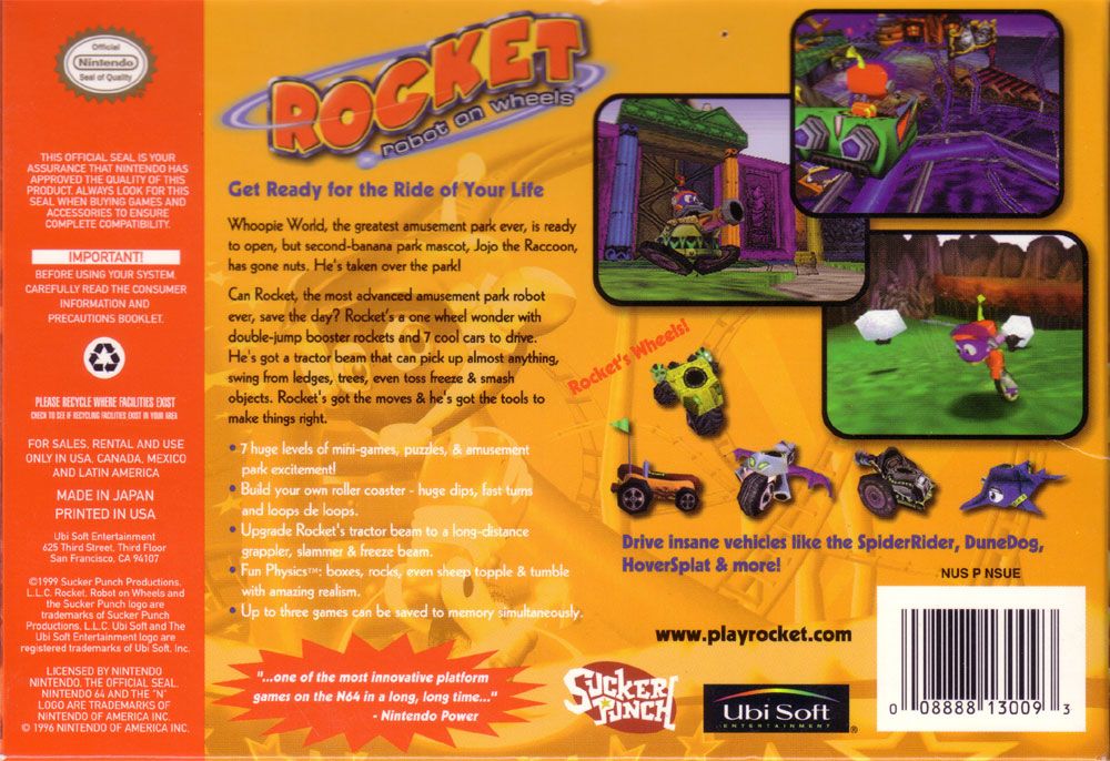 Back Cover for Rocket: Robot on Wheels (Nintendo 64)