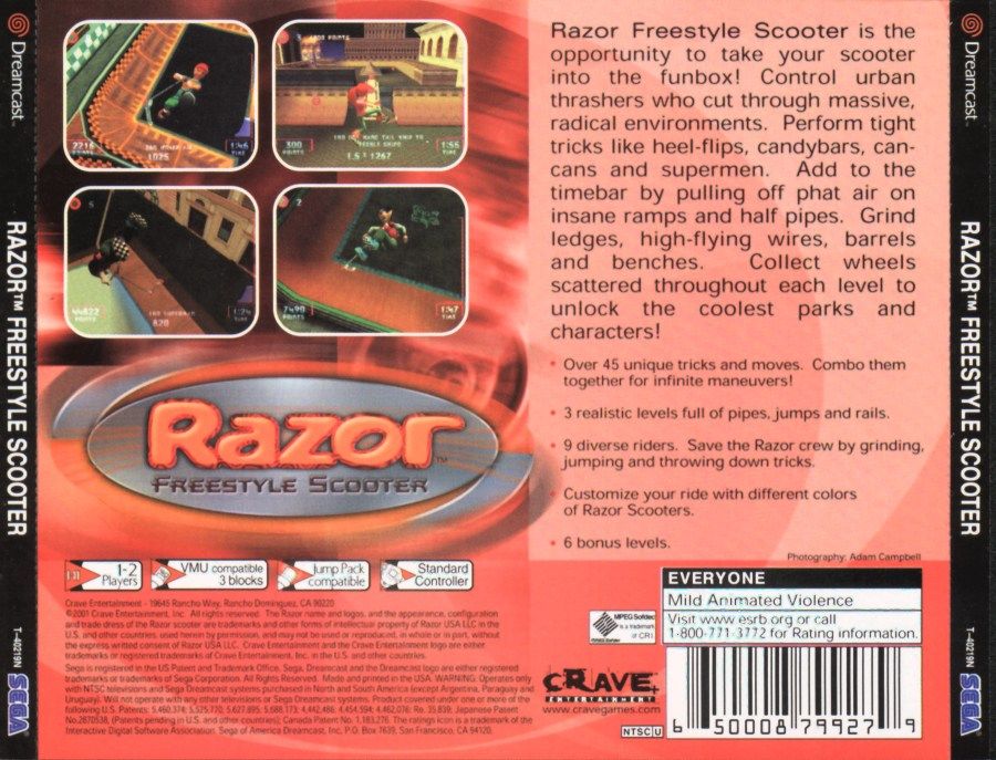 Back Cover for Razor Freestyle Scooter (Dreamcast)