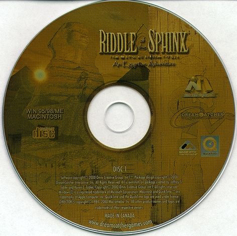 Media for Riddle of the Sphinx: An Egyptian Adventure (Macintosh and Windows): Disc 1/3