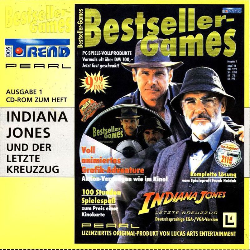 Front Cover for Indiana Jones and the Last Crusade: The Graphic Adventure (DOS) (Bestseller Games covermount)