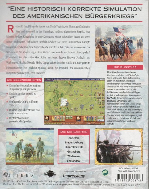 Back Cover for Robert E. Lee: Civil War General (Windows and Windows 3.x)