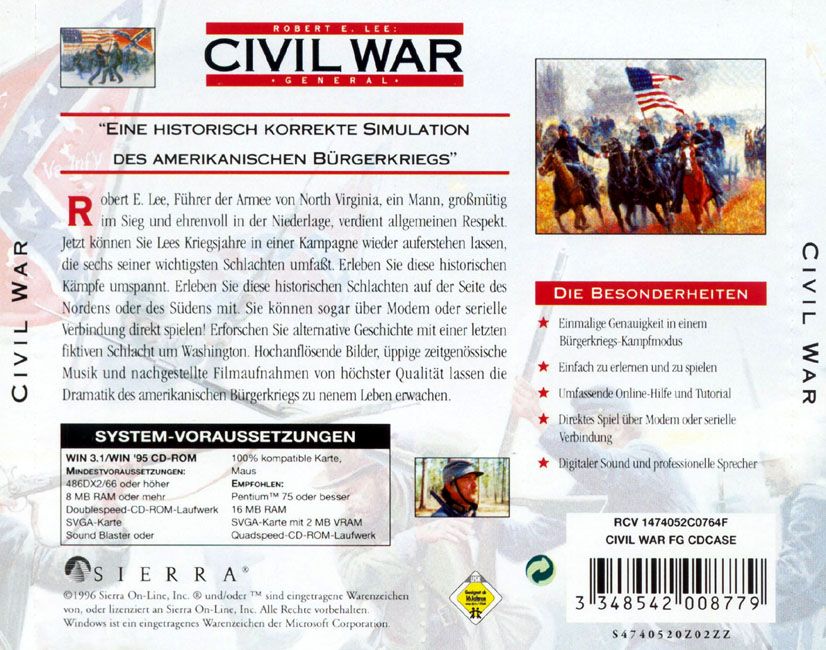 Other for Robert E. Lee: Civil War General (Windows and Windows 3.x): Jewel Case Back