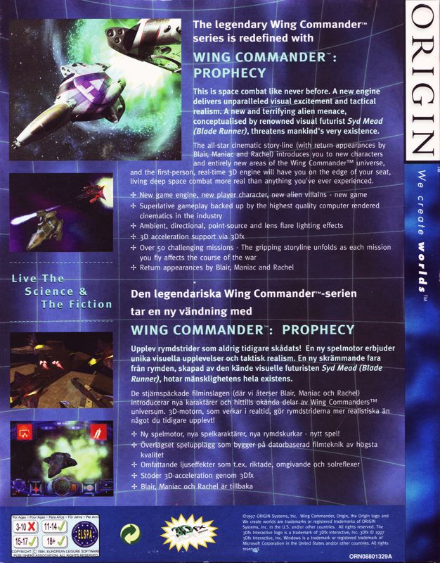 Back Cover for Wing Commander: Prophecy (Windows)