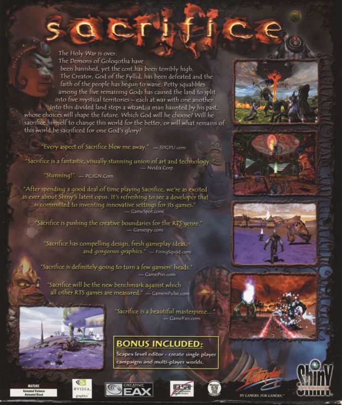 Back Cover for Sacrifice (Windows)