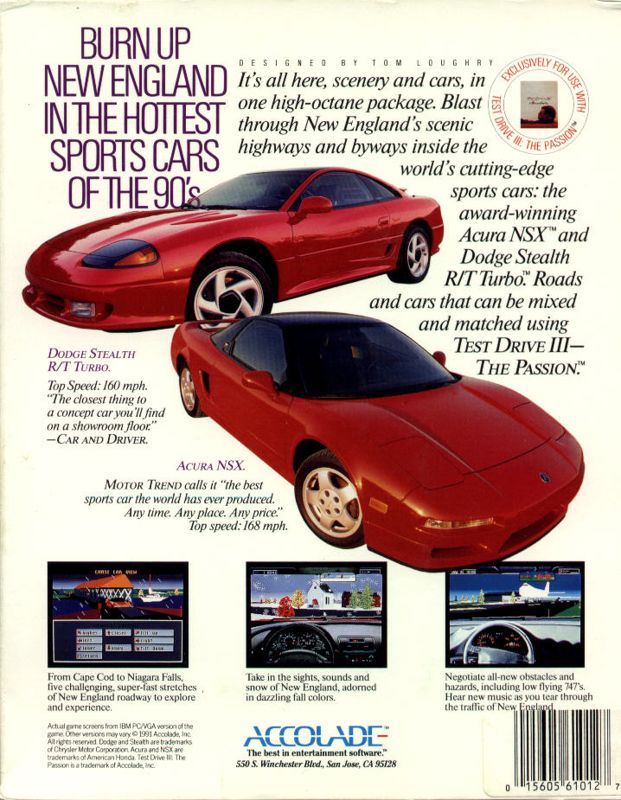 Back Cover for Road & Car: Test Drive III - The Passion: Add-On Disk #1 (DOS)