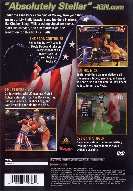 Back Cover for Rocky (PlayStation 2)
