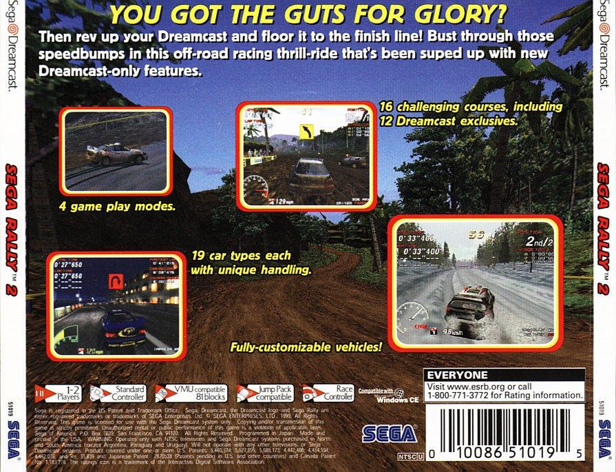 Back Cover for SEGA Rally 2 Championship (Dreamcast)