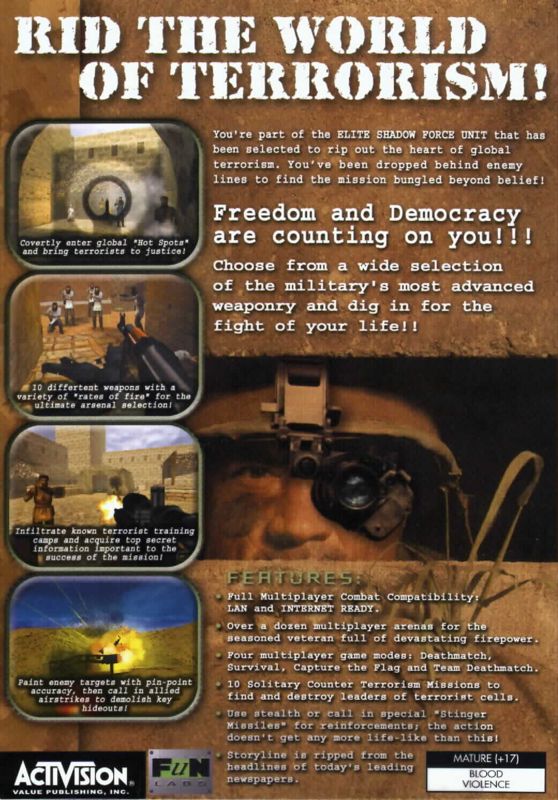 Back Cover for Shadow Force: Razor Unit (Windows)