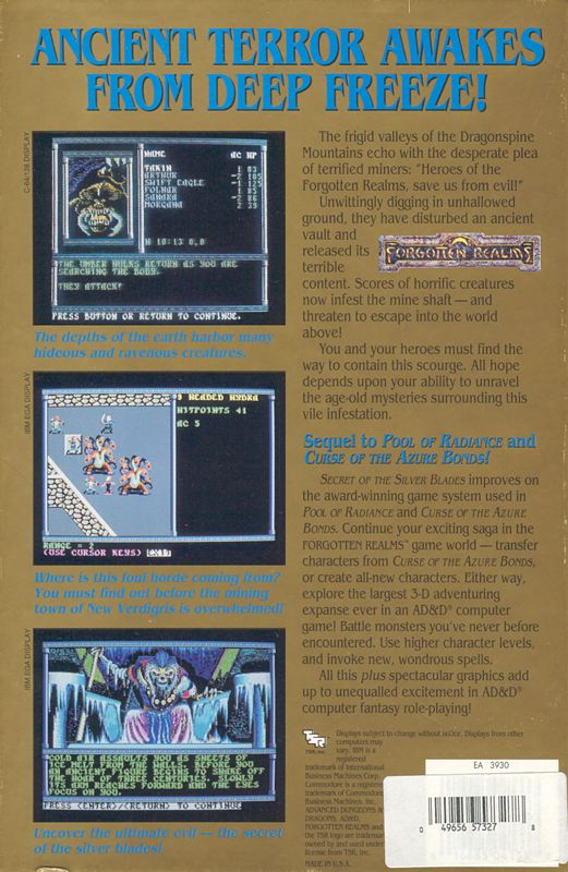 Back Cover for Secret of the Silver Blades (DOS)