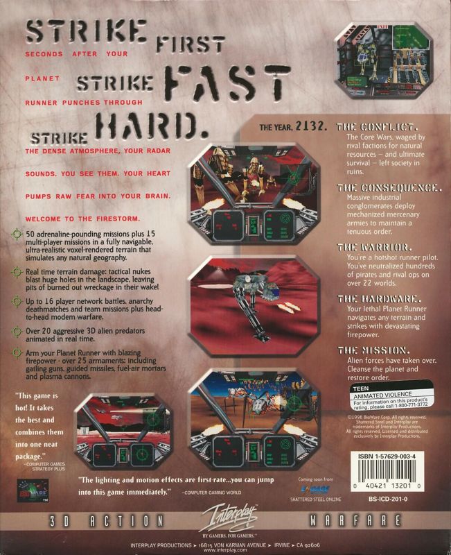 Back Cover for Shattered Steel (DOS)