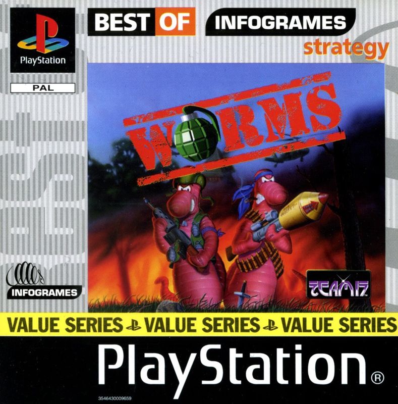 Front Cover for Worms (PlayStation) (Best of Infogrames (Value Series) release)