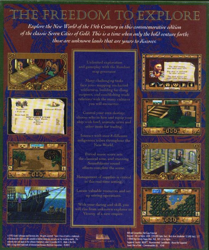 Back Cover for Seven Cities of Gold: Commemorative Edition (DOS)