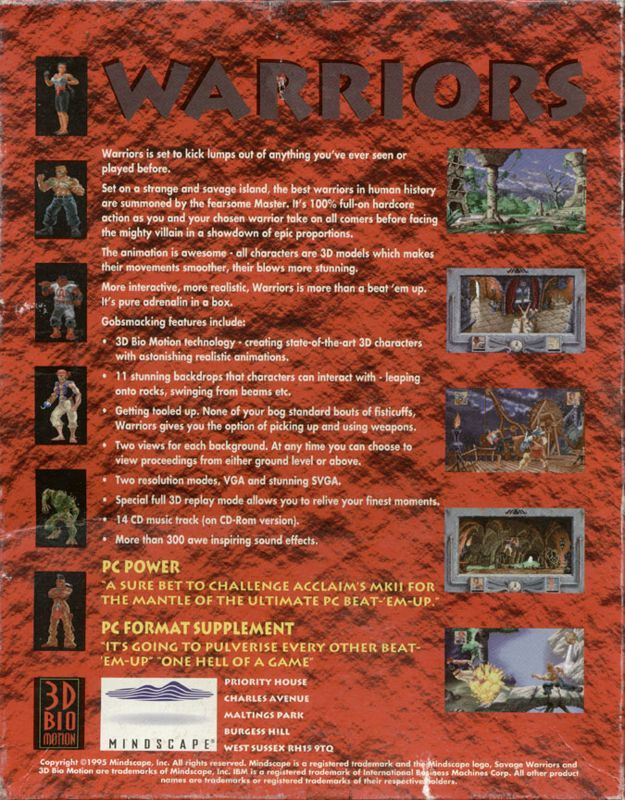 Back Cover for Savage Warriors (DOS)