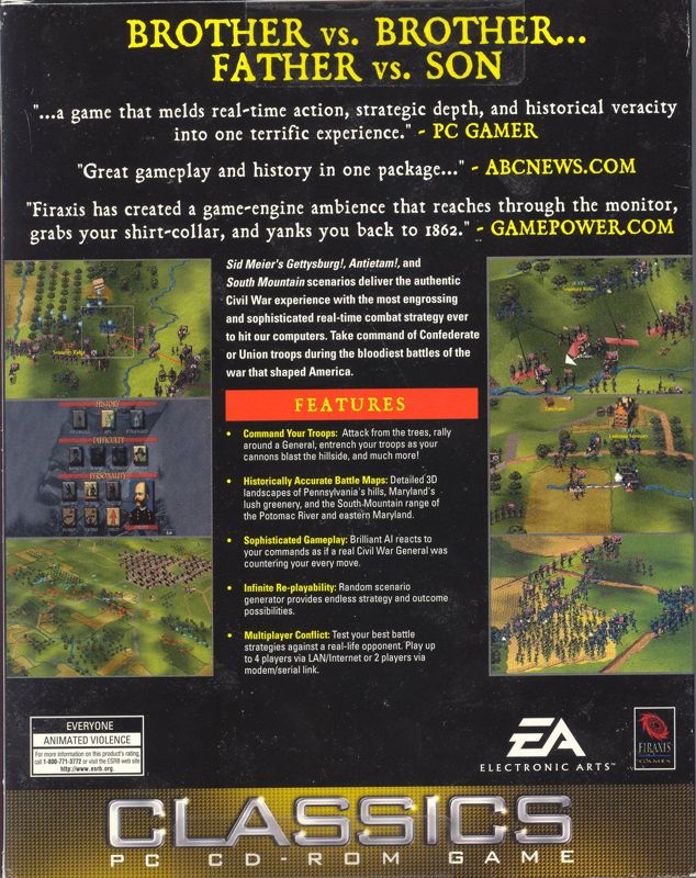 Back Cover for Sid Meier's Civil War Collection (Windows)