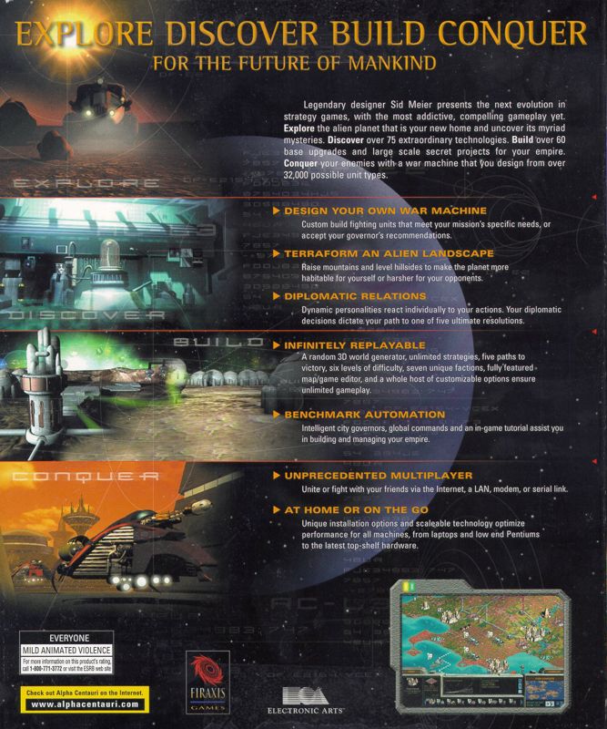 Back Cover for Sid Meier's Alpha Centauri (Windows)