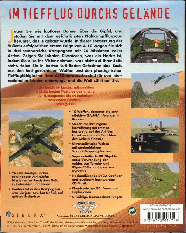 Back Cover for Silent Thunder: A-10 Tank Killer II (Windows and Windows 3.x)