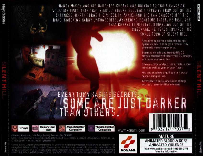 Back Cover for Silent Hill (PlayStation)