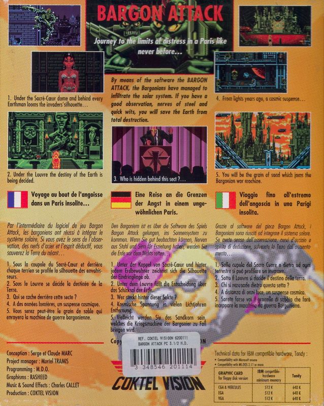 Back Cover for Bargon Attack (DOS)