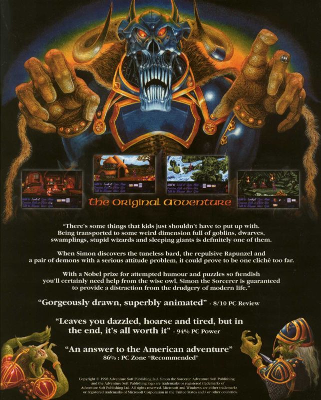 Back Cover for Simon the Sorcerer (DOS and Windows) (1998 re-release)