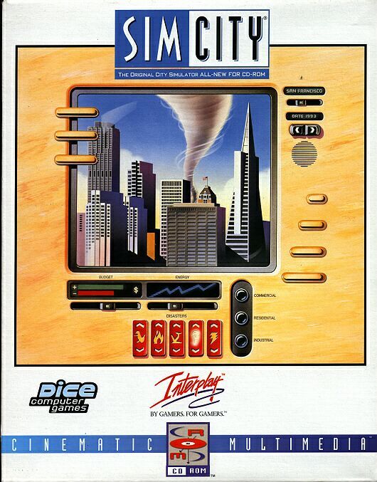 Front Cover for SimCity: Enhanced CD-ROM (DOS) (Dice Multimedia release)