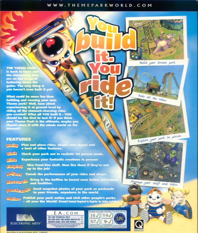 Back Cover for Sim Theme Park (Windows)