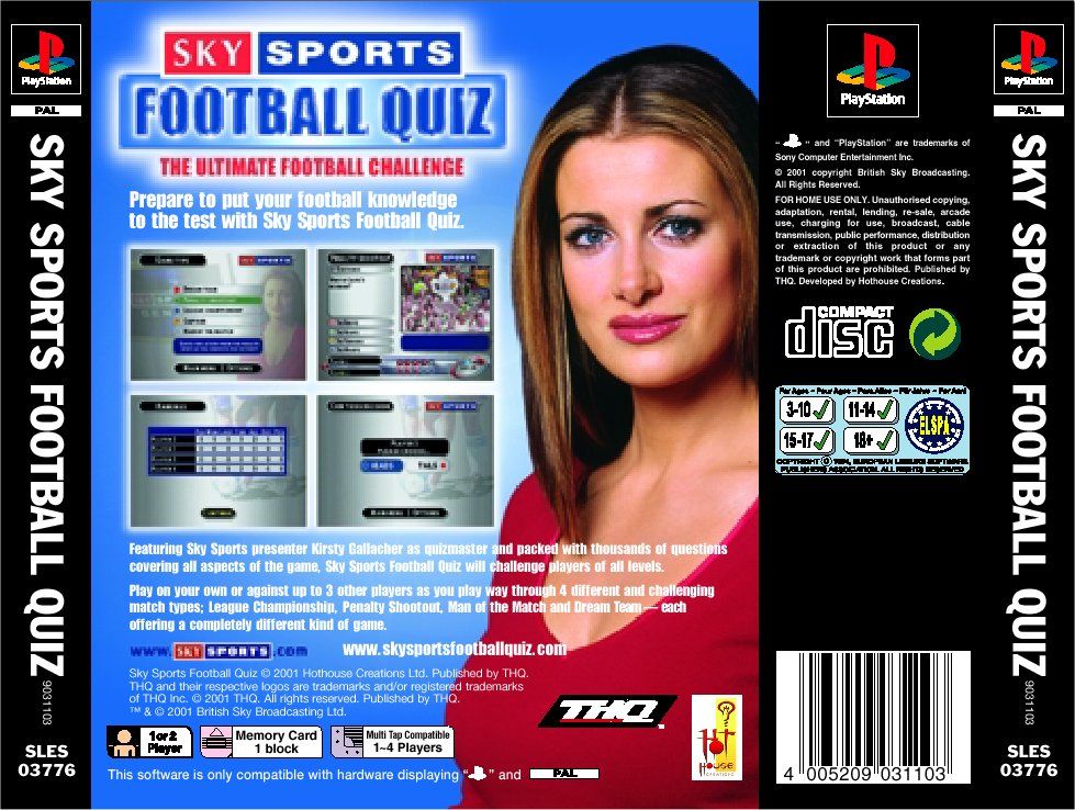 Back Cover for Sky Sports Football Quiz (PlayStation)