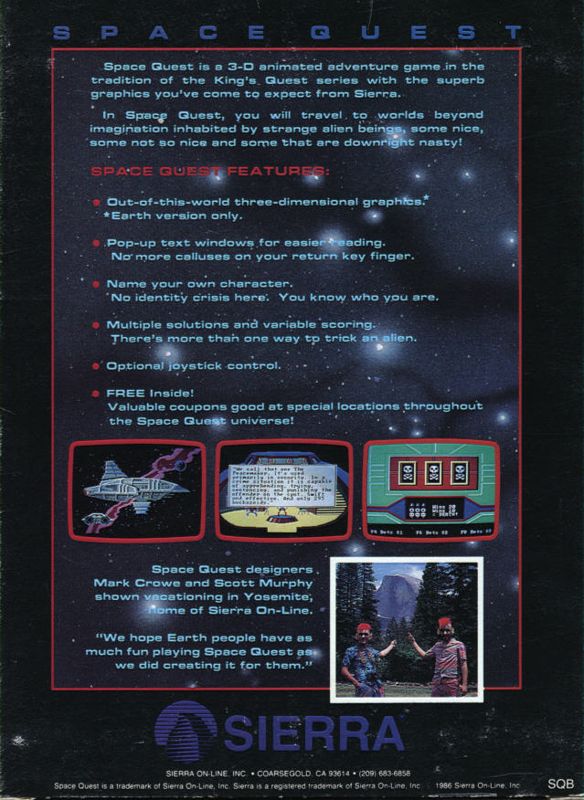Back Cover for Space Quest: Chapter I - The Sarien Encounter (Atari ST)