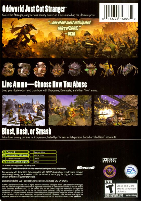 Back Cover for Oddworld: Stranger's Wrath (Xbox)