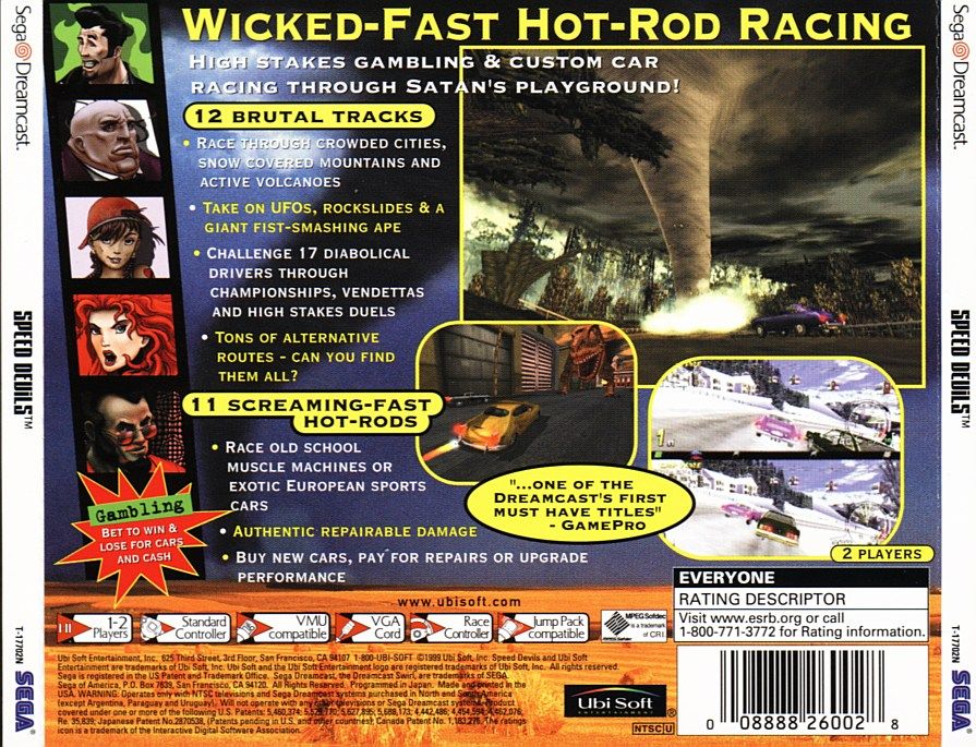 Back Cover for Speed Devils (Dreamcast)