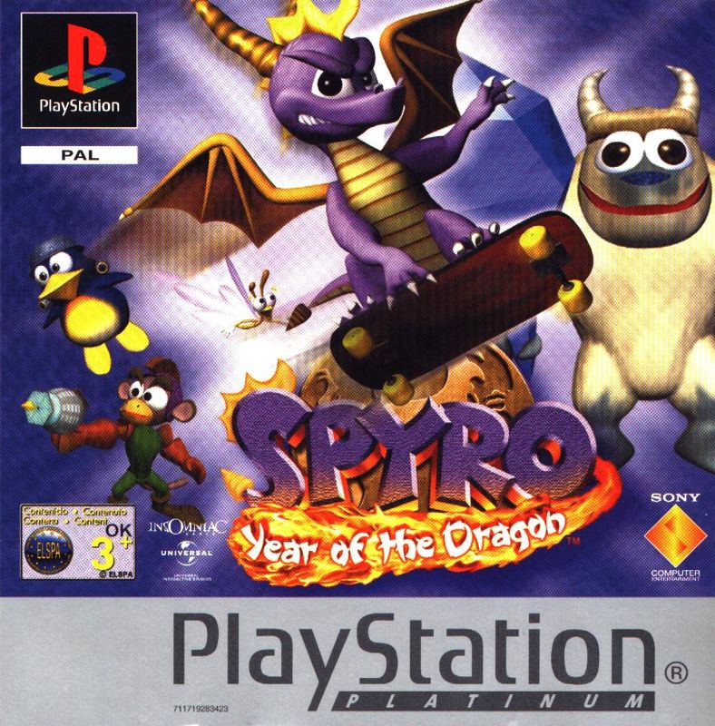 Front Cover for Spyro: Year of the Dragon (PlayStation) (Platinum release)