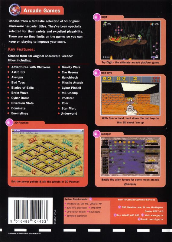 Back Cover for Classic Games: Arcade Games (Windows) (GSP Black Label release)