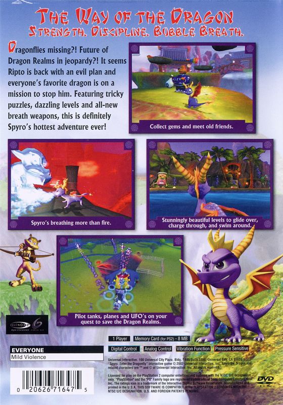 Back Cover for Spyro: Enter the Dragonfly (PlayStation 2)