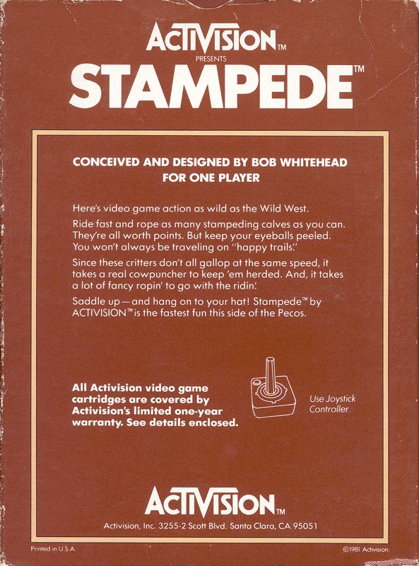Back Cover for Stampede (Atari 2600)
