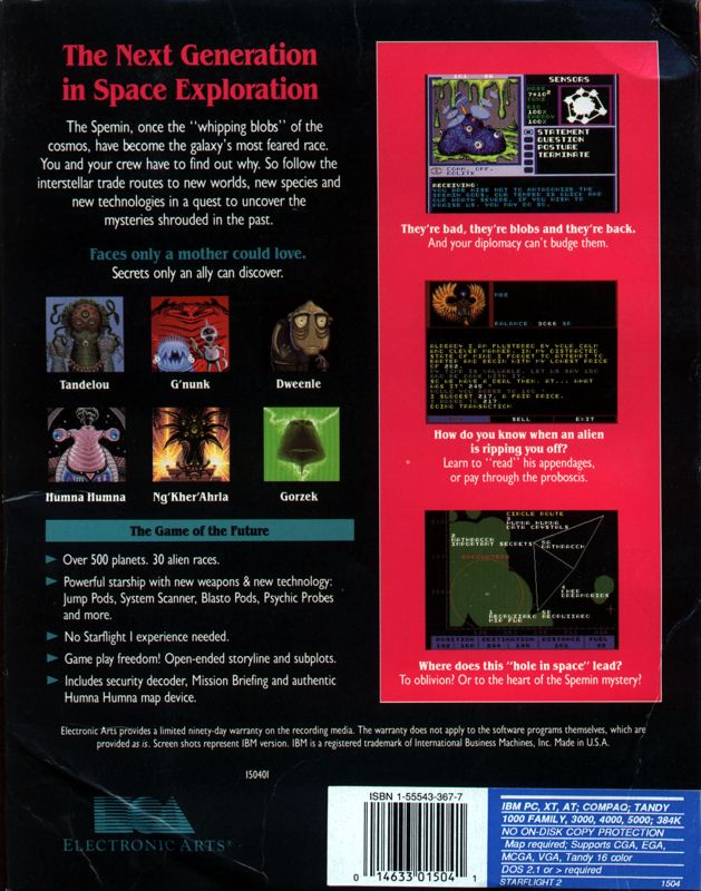 Back Cover for Starflight 2: Trade Routes of the Cloud Nebula (DOS)
