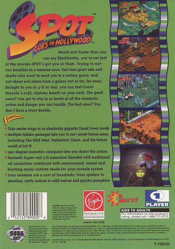 Back Cover for Spot Goes to Hollywood (SEGA Saturn)