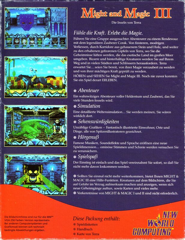 Back Cover for Might and Magic III: Isles of Terra (DOS)