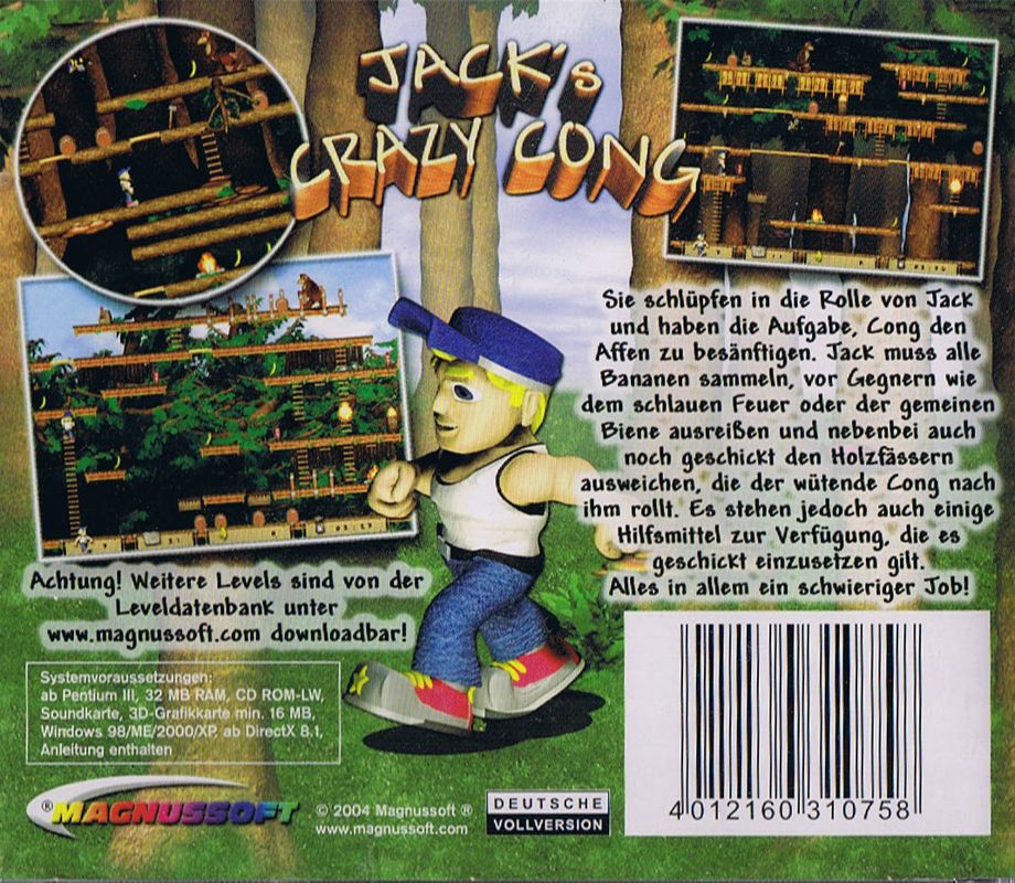 Back Cover for Jack's Crazy Cong (Windows) (Software Pyramide release)