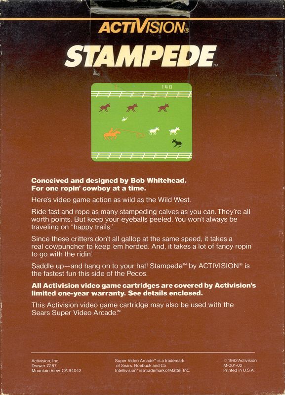 Back Cover for Stampede (Intellivision)