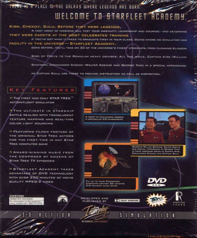 Back Cover for Star Trek: Starfleet Academy (Windows) (DVD version)