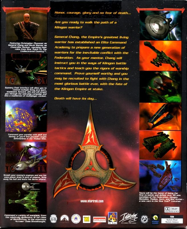 Back Cover for Star Trek: Klingon Academy (Windows)