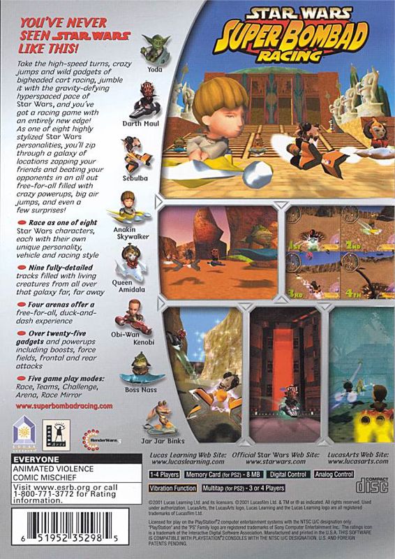 Back Cover for Star Wars: Super Bombad Racing (PlayStation 2): .