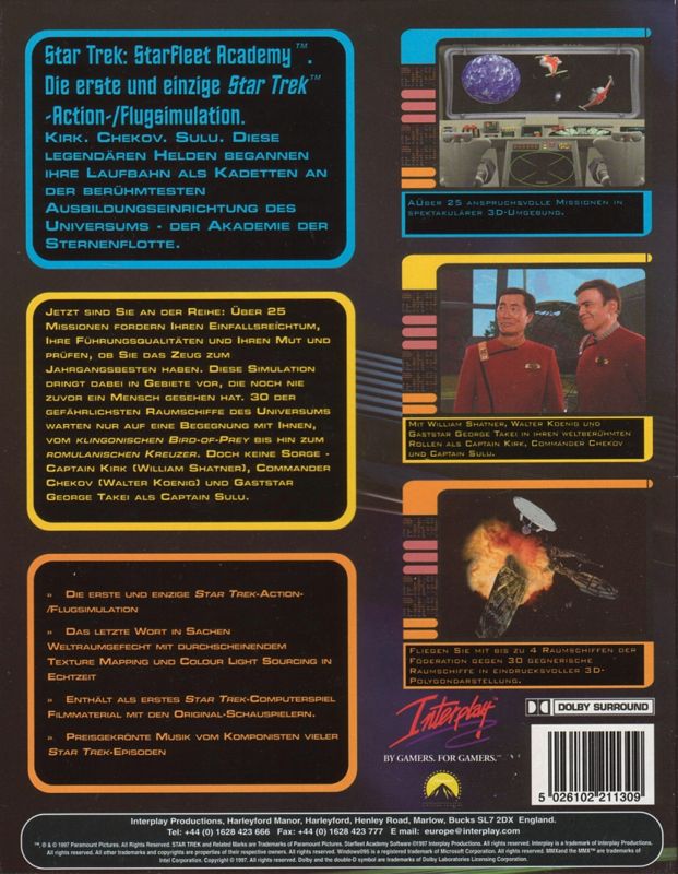 Back Cover for Star Trek: Starfleet Academy (Windows)
