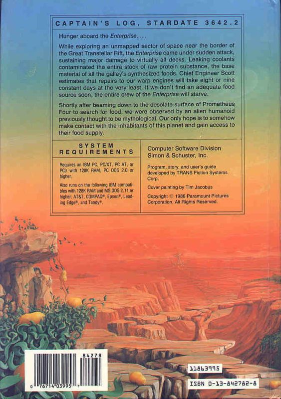 Back Cover for Star Trek: The Promethean Prophecy (DOS)