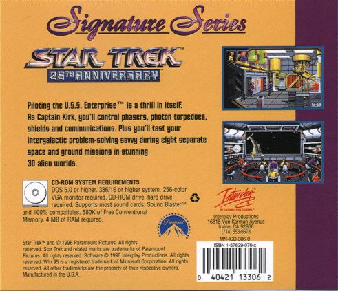 Back Cover for Star Trek: 25th Anniversary (DOS) (Signature Series)